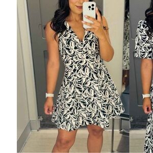 Women’s fit and flare mini dress, black white/floral NWOT